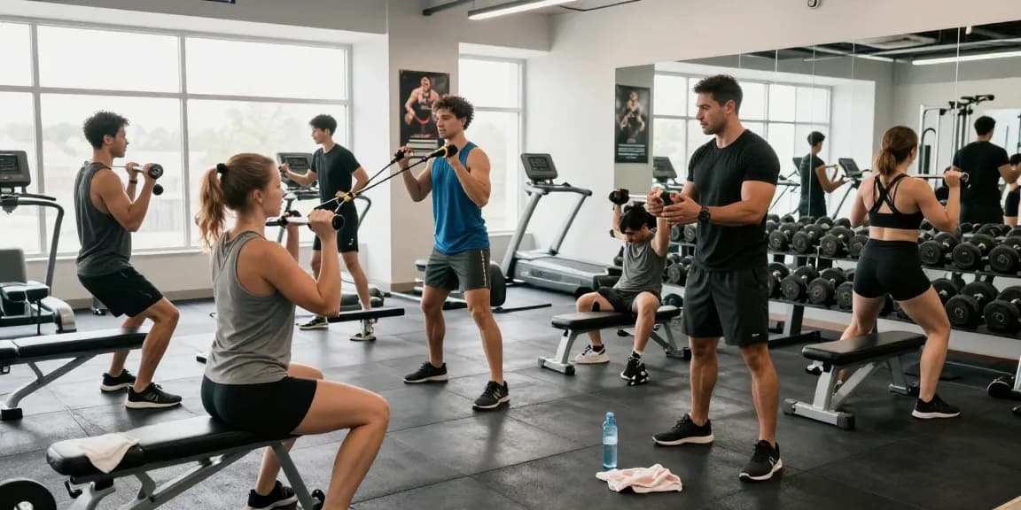 Global Pharma Steroids in einem dynamischen Fitnessstudio mit motivierten Sportlern und modernen Geräten