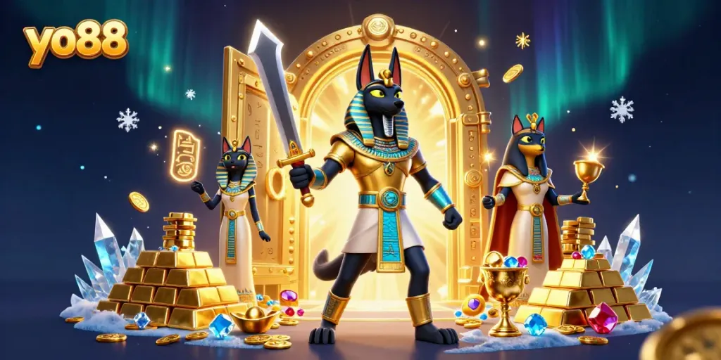 Engage with thrilling yo88 jackpot and slot games, featuring gold treasures and characters in dynamic action.