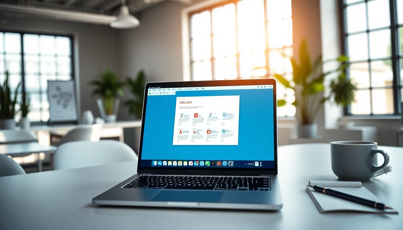Installieren Sie Microsoft Office 2024 Mac Lizenzschlüssel auf einem modernen Arbeitsplatz.