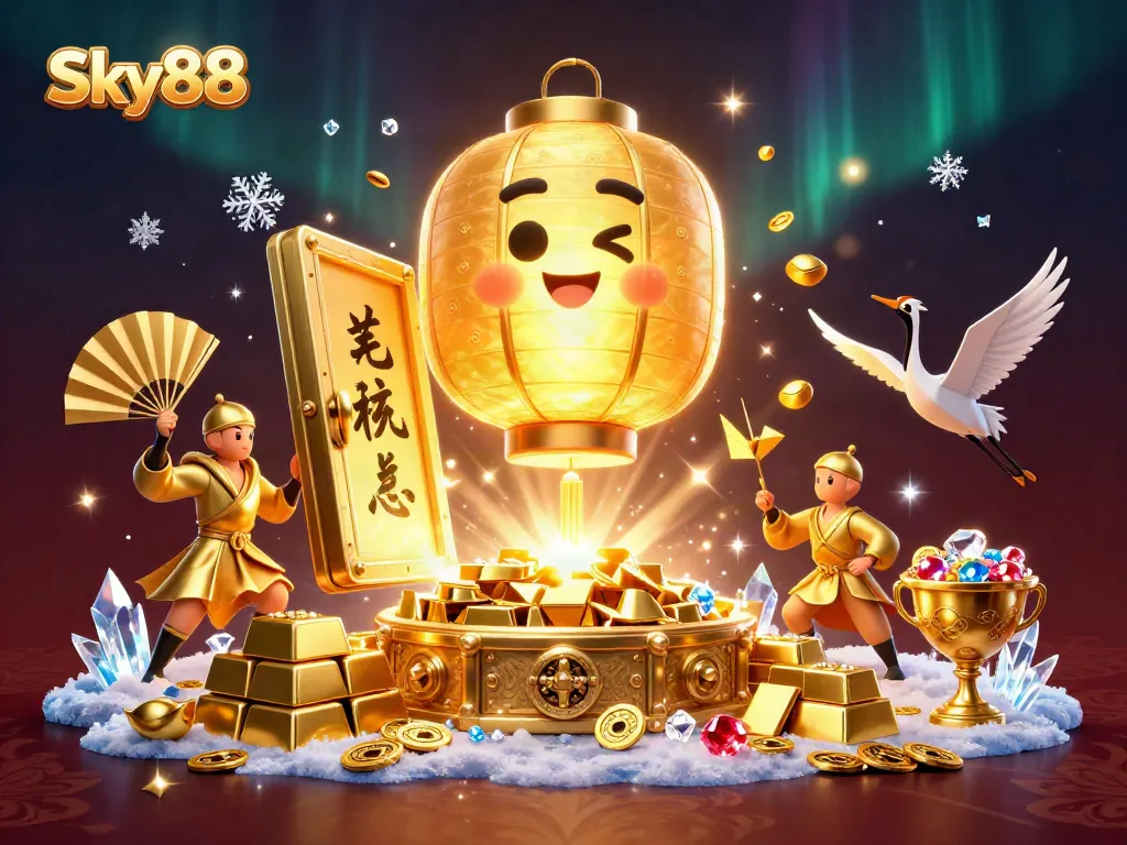 Sky88 Casino illuminates fortunes with a radiant spirit amidst golden treasures and dynamic characters.
