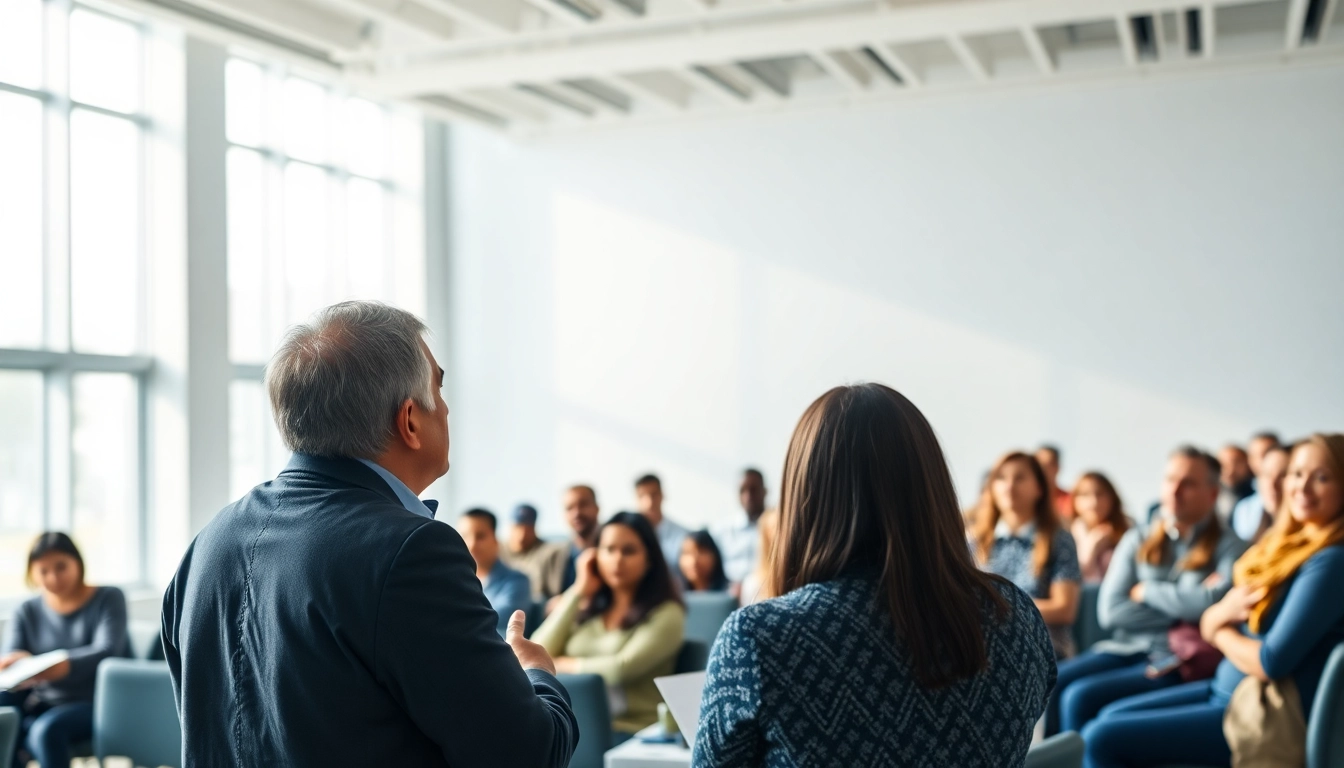Promote mental health awareness at an engaging seminar with diverse participants and a vibrant setting.
